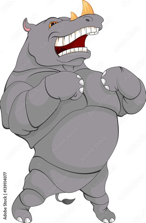 angry rhino cartoon Stock Vector | Adobe Stock