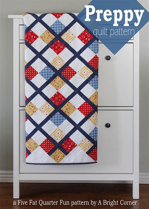 A Bright Corner: Five Fat Quarter Fun - Preppy Quilt Pattern