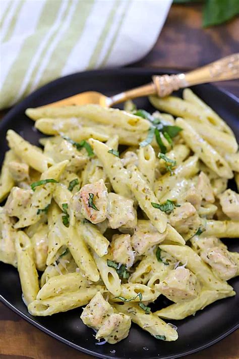 Creamy Chicken Pesto Pasta Recipe - Yummy Healthy Easy