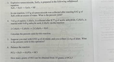 Solved 3. Explosive xenon trioxide, XeO3, is prepared in the | Chegg.com