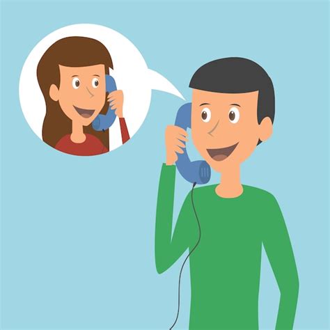 Premium Vector | Young couple talking on the phone. vector illustration,