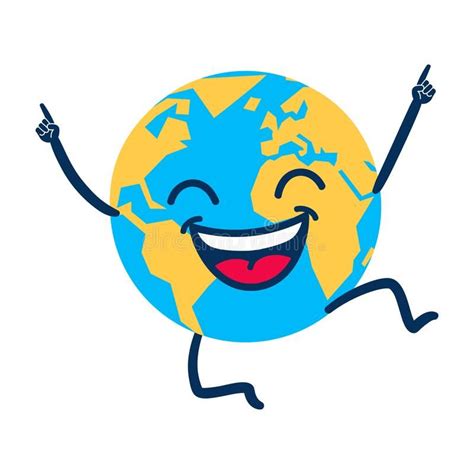 Happy cartoon planet earth globe jumping royalty free illustration | Happy cartoon, Cartoon ...