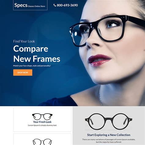 eye glasses online store responsive landing page design
