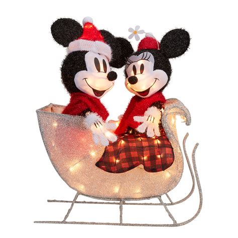 Disney 34-in Mickey Mouse And Minnie Mouse In Sleigh Yard Decoration At ...