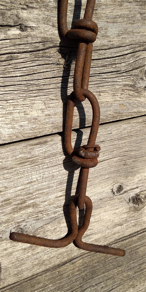 Antique Rusty Chain, Vintage Hand Forged Chain, Old Long Iron Chain ...