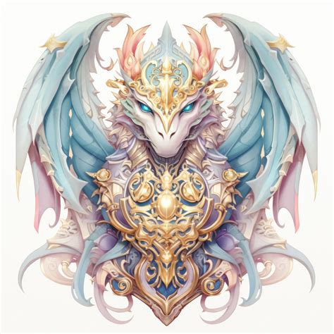 Premium AI Image | Elemental dragon in pastel shades depicting knightly armor designs encased by ...