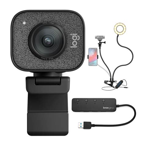 Logitech StreamCam Plus Webcam with Tripod (Graphite), USB Hub, and Ring Light - Walmart.com