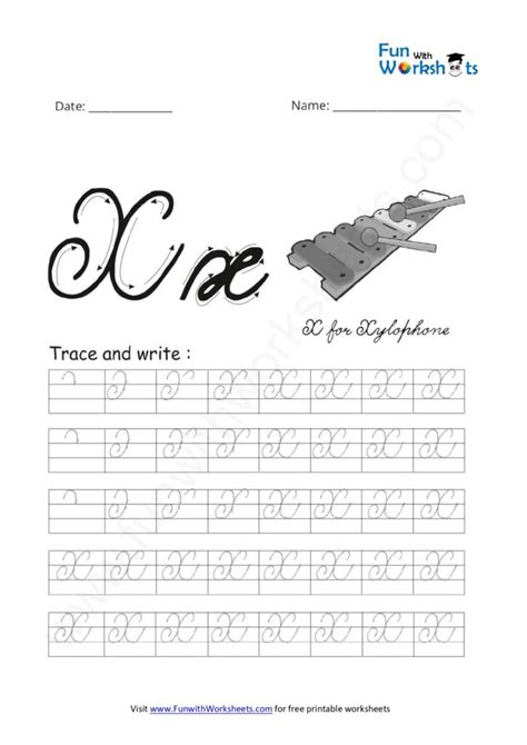 Cursive Handwriting Practice Capital Letter X - free printable worksheets