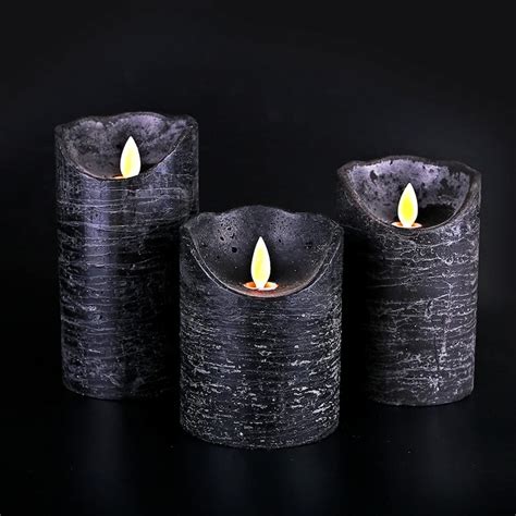 3 Pcs Black flameless Candles Halloween Black Candles/Candle | Etsy