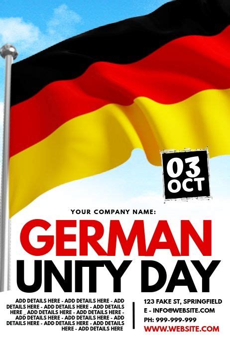 German Unity Day Poster | German unity day, Unity, Flyer design templates