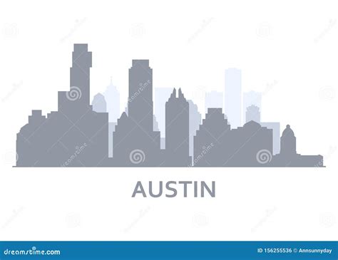 Silhouette of Austin City, Texas - Skyline of Downtown of Austin Stock ...