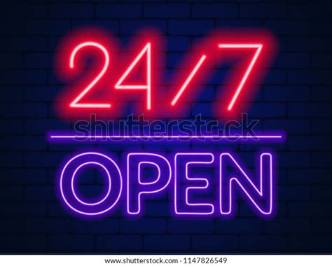 Neon Sign 24 7 On Brick Stock Vector (Royalty Free) 1147826549