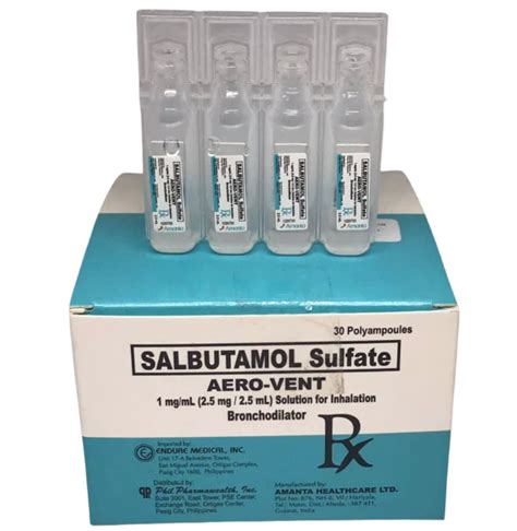 AERO-VENT Salbutamol 1mg / mL Nebule 2.5mL x 1's price in the ...