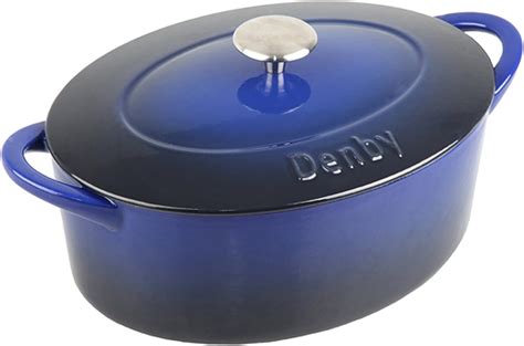 Denby Cast Iron Oval Covered Casserole, 4.2-Liter, Blue: Amazon.ca: Home & Kitchen