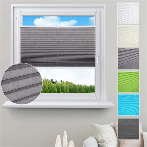 WOLTU Pleated Blinds Polyester No Drilling Easy Fix Pleated Shades ...