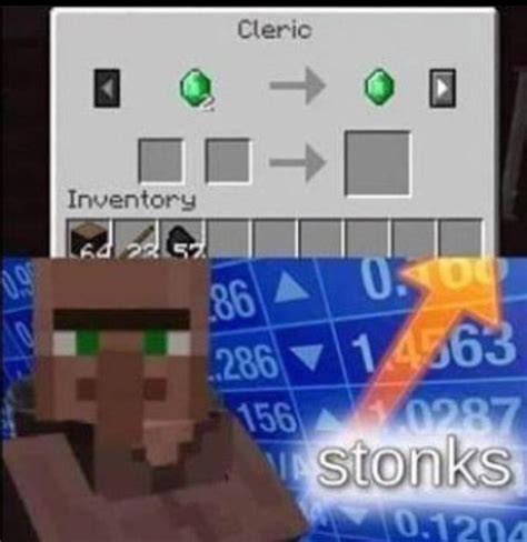 Villager Stonks | /r/MinecraftMemes | Minecraft | Minecraft, Minecraft memes, Minecraft images