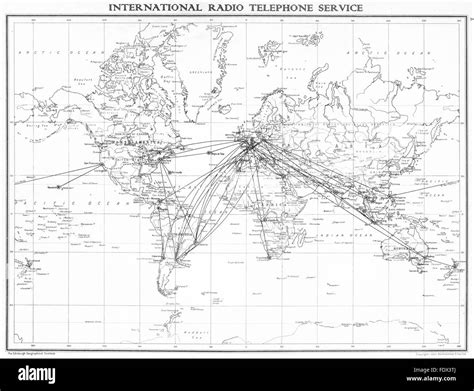 WORLD: International Radio Telephone service, 1938 vintage map Stock Photo - Alamy