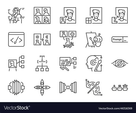 Ai image generator icon set Royalty Free Vector Image