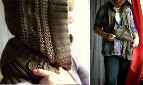 Needle and Nest Design: D.I.Y upcycle your sweater into a hooded scarf