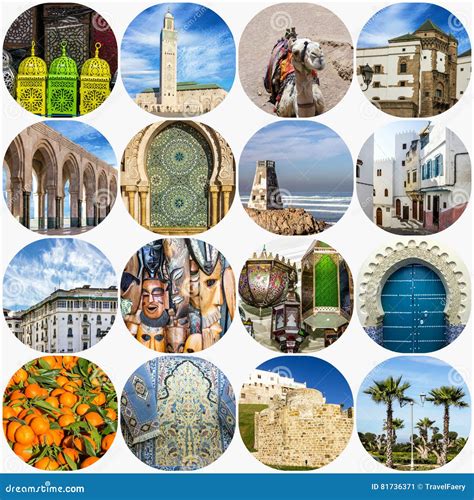 Moroccan Landmarks Collage, Casablanca, Morocco. Stock Image - Image of landmark, great: 81736371