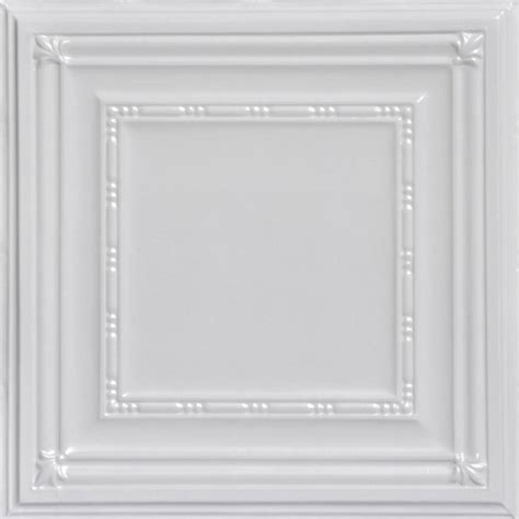 FROM PLAIN TO BEAUTIFUL IN HOURS Eyelet White 2 ft. x 2 ft. Decorative Tin Style Lay-in Ceiling ...