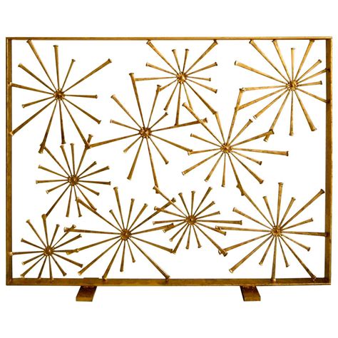 Gilded Steel Studio-Made Starburst Fire Screen By American Artist Del Williams. | Modern ...