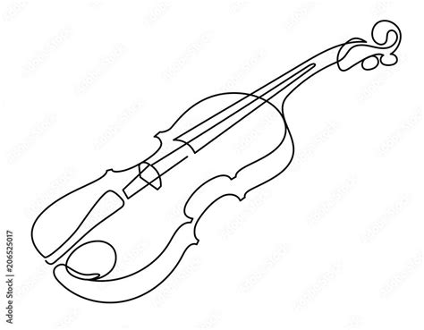 Continuous Line Drawing of Violin Vector