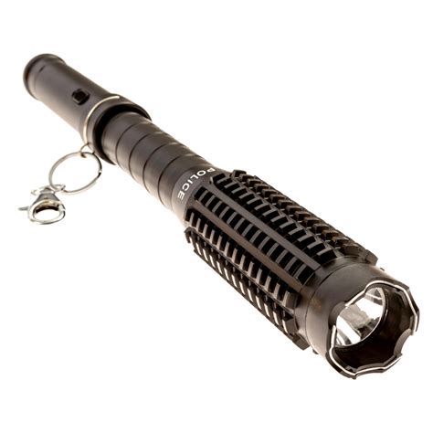 POLICE 1118 - MAX POWER Heavy Duty Metal Stun Gun Baton With LED Flashlight - Rechargeable