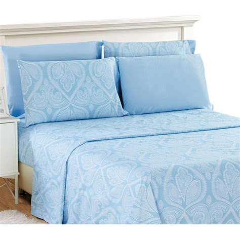 Paisley Printed Microfiber King Size Bed Sheets, Blue King Deep Pocket Fitted, Flat Sheets ...