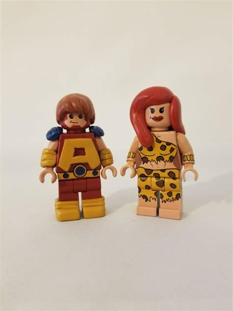 Custom Atlas and Giganta LEGO flashlight keychain figures, sculpts by Nick Castle, paints by ...