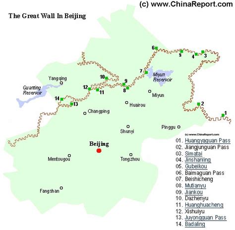 Great Wall of China in Beijing City + Province - Locations Map, by ...