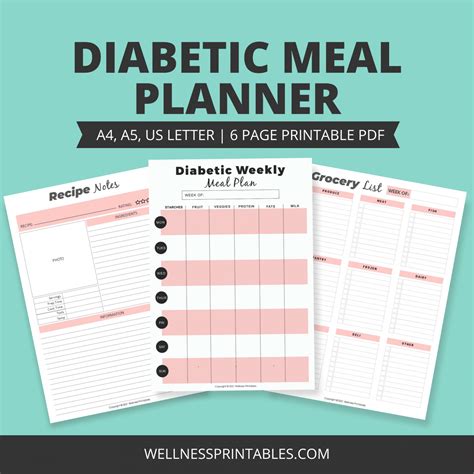 Diabetic Meal Planner Printable - Wellness Printables