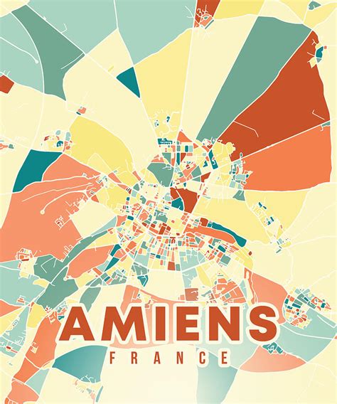 Amiens France Map Digital Art by Alexandru Chirila - Pixels