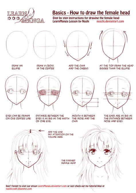 Learn Manga: How to draw the female head front by Naschi on DeviantArt Basic Drawing, Drawing ...