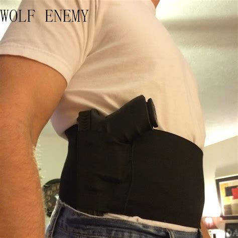 TACTICAL ADJUSTABLE BELLY BAND WAIST PISTOL GUN HOLSTER & 2 MAG POUCHES ...