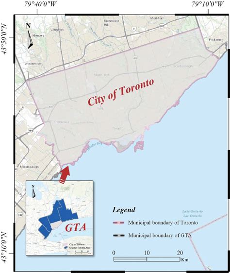 Location map of the City of Toronto. (Map data from Esri, NASA, NGA,... | Download Scientific ...