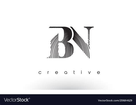 Bn logo design with multiple lines and black and Vector Image