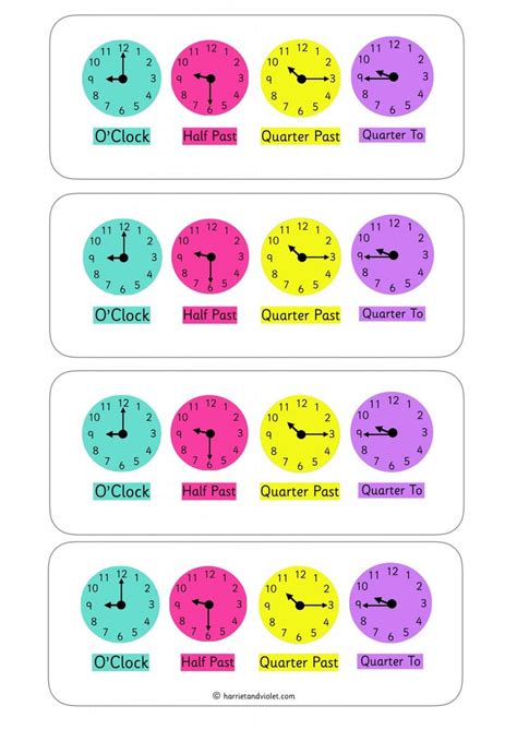 Clock Prompt Sheet - o'clock, half past, quarter past, quarter to ...