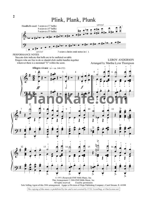 LINK Leroy Anderson Plink Plank Plunk Sheet Music