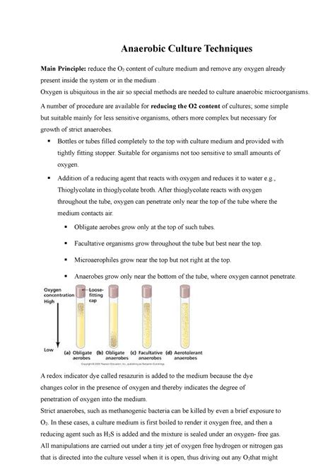 Anaerobic culture methods - Anaerobic Culture Techniques Main Principle: reduce the O 2 content ...