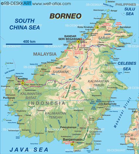 Map of Borneo (Indonesia, Malaysia, Brunei) Would love to see the ...