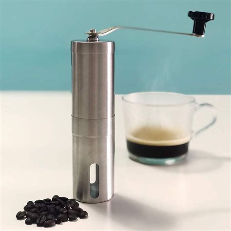 Portable Manual Coffee Grinder, High-quality Brushed Stainless Steel, Ceramic Blade, Conical ...