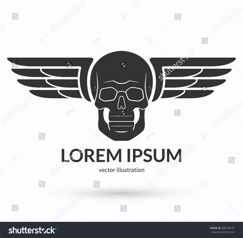 Skull With Wings Logo, Emblem, Icon, Symbol, Sign. Vector Illustration - 300708107 : Shutterstock