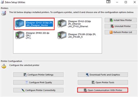 Zebra Setup Utilities: Installing the ZDesigner Port Monitor