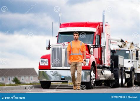 Truck Driver Represents Logistics. Truck Driver Shows Concept of ...