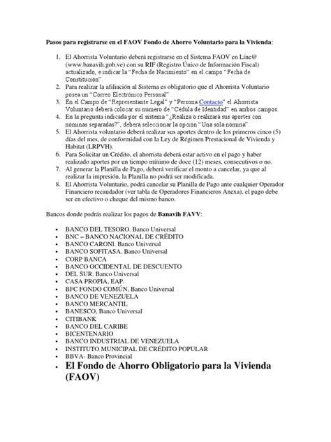 Pasos para Registrarse en El FAOV Fondo de Ahorro Voluntario para La ...