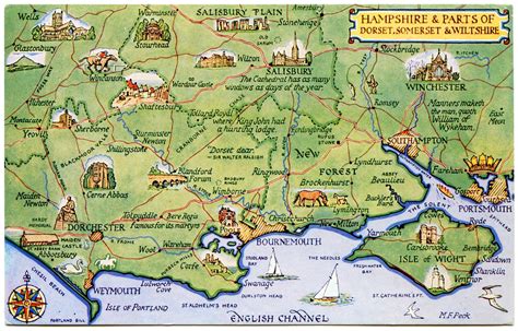 Postcard map of Hampshire and parts of Dorset, Somerset, a… | Flickr