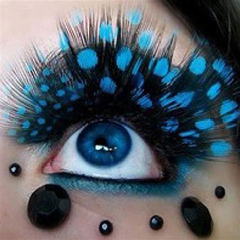 1Pair Blue Colorful Feather False Eyelashes Fake Eye Lashes Party Long ...