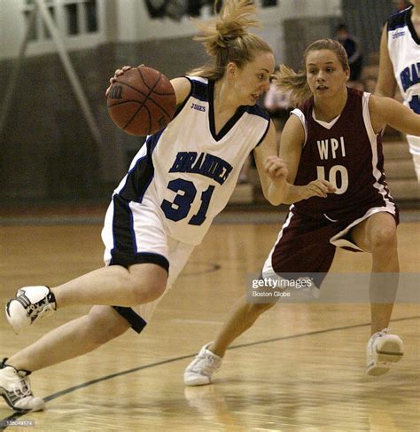 Brandeis University Judges basketball player Catherine Brady , left,... News Photo - Getty Images