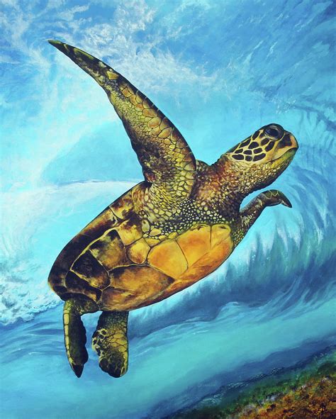 Surfing Turtle Painting by Corey Giesey - Fine Art America